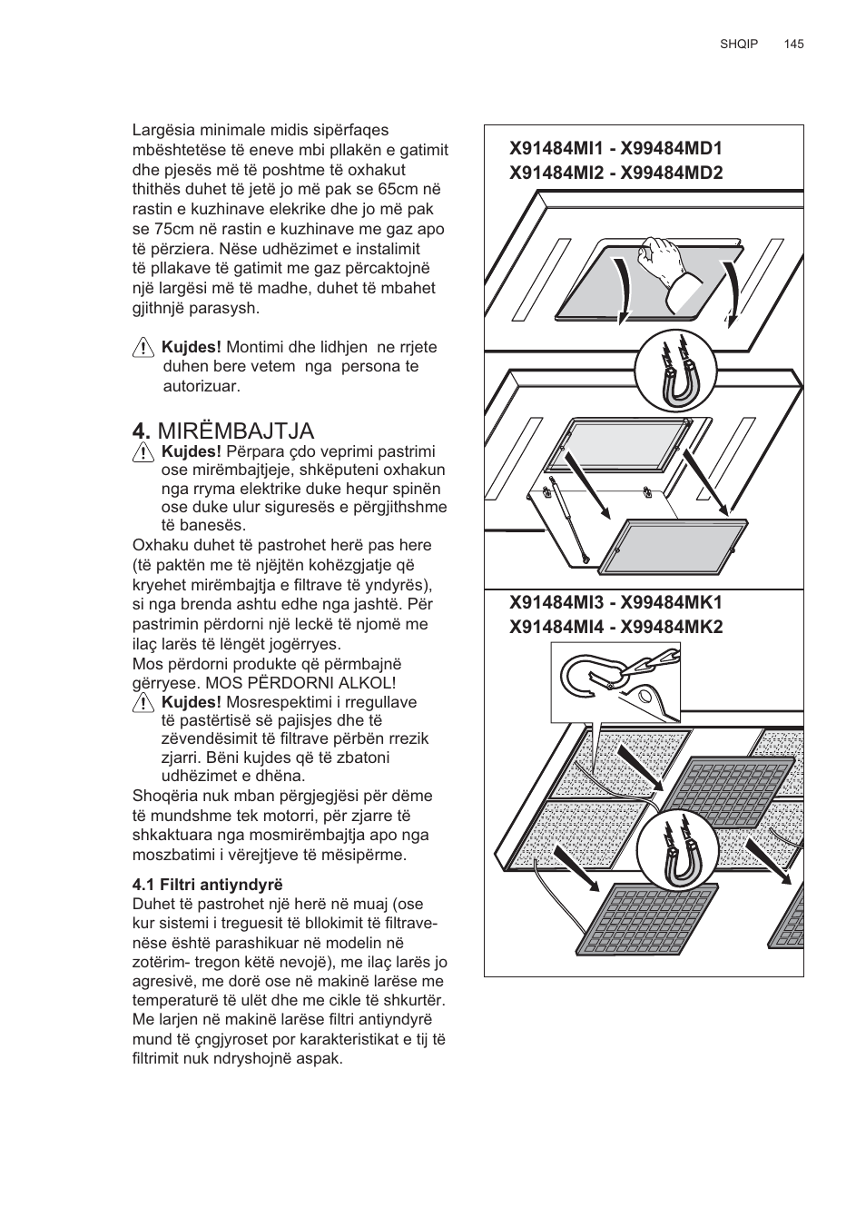 Mirëmbajtja | AEG X99484MD1 User Manual | Page 145 / 160