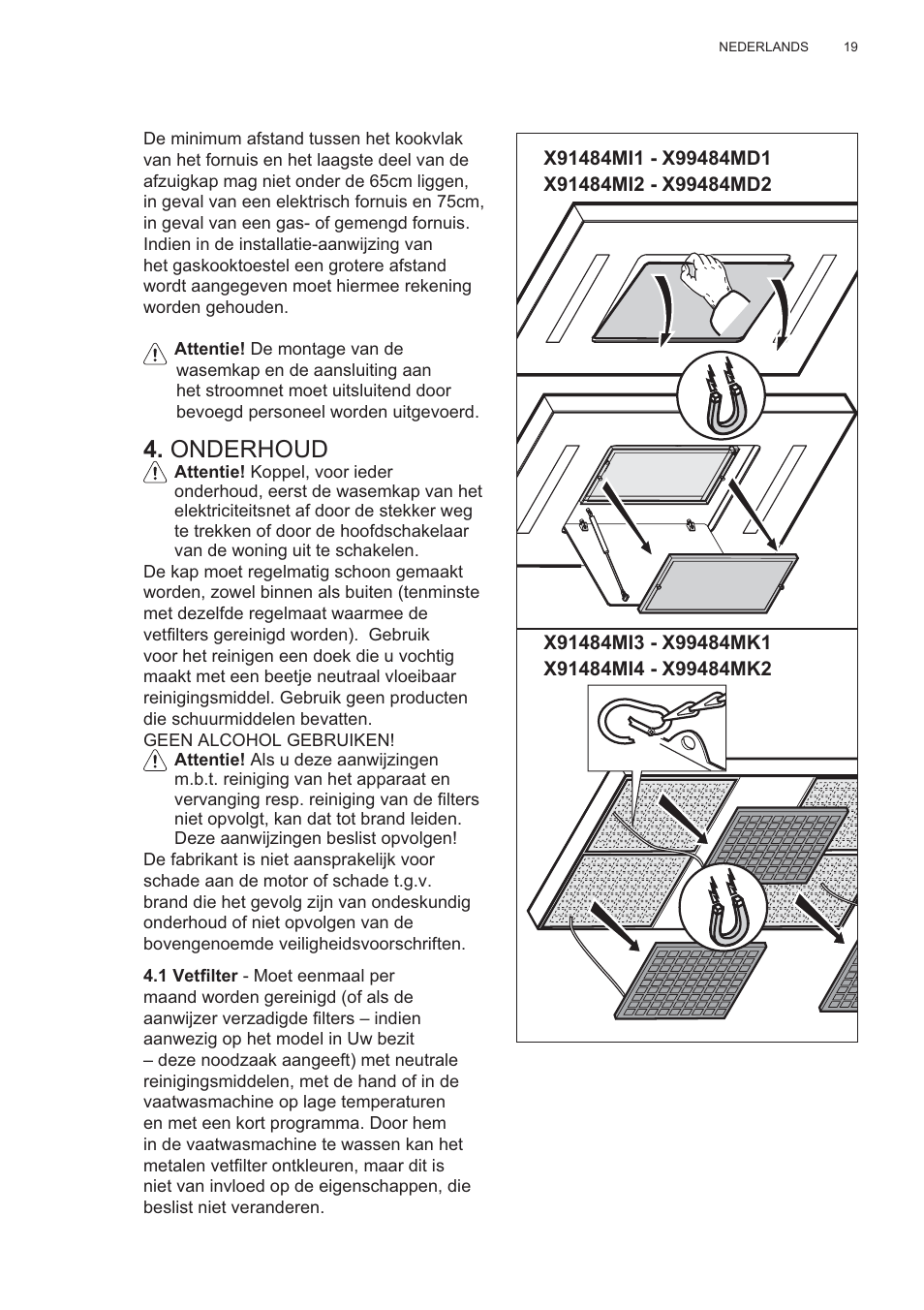 Onderhoud | AEG X99484MD1 User Manual | Page 19 / 160