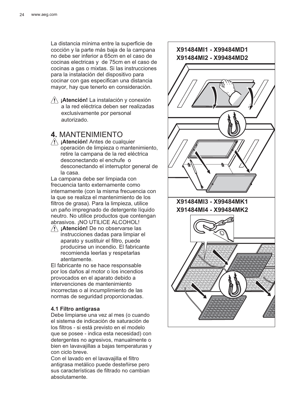 Mantenimiento | AEG X99484MD1 User Manual | Page 24 / 160
