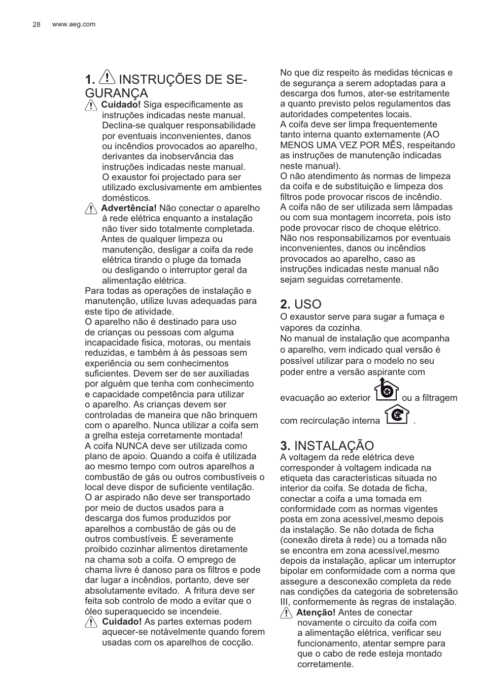 Instruções de se- gurança, Instalação | AEG X99484MD1 User Manual | Page 28 / 160
