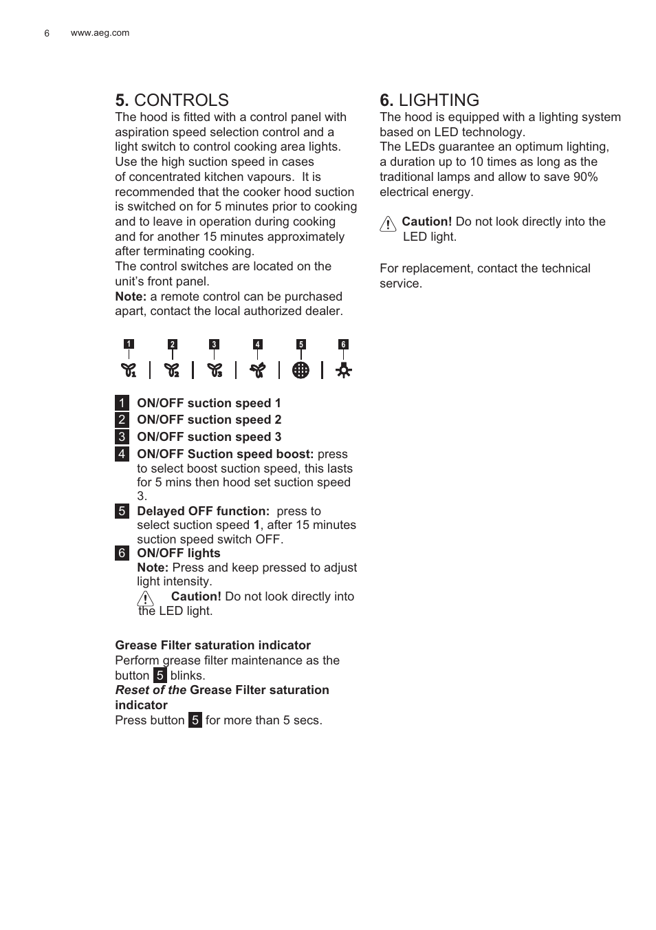 Controls, Lighting | AEG X99484MD1 User Manual | Page 6 / 160