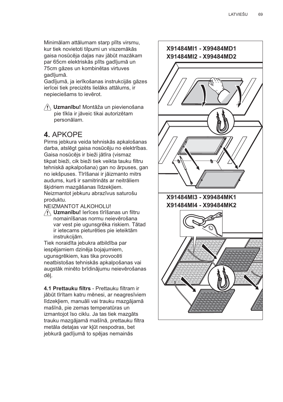 Apkope | AEG X99484MD1 User Manual | Page 69 / 160