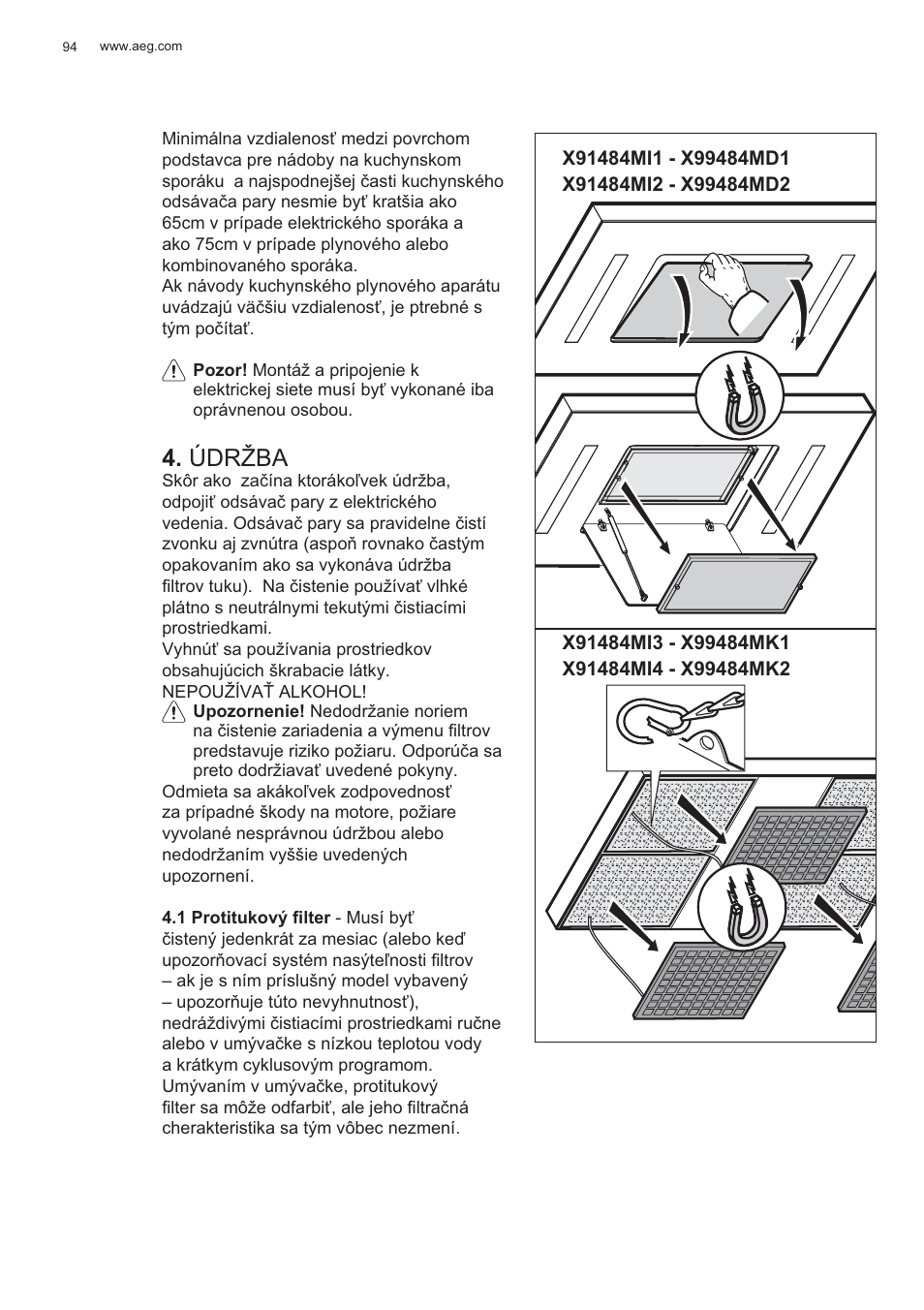 Údržba | AEG X99484MD1 User Manual | Page 94 / 160