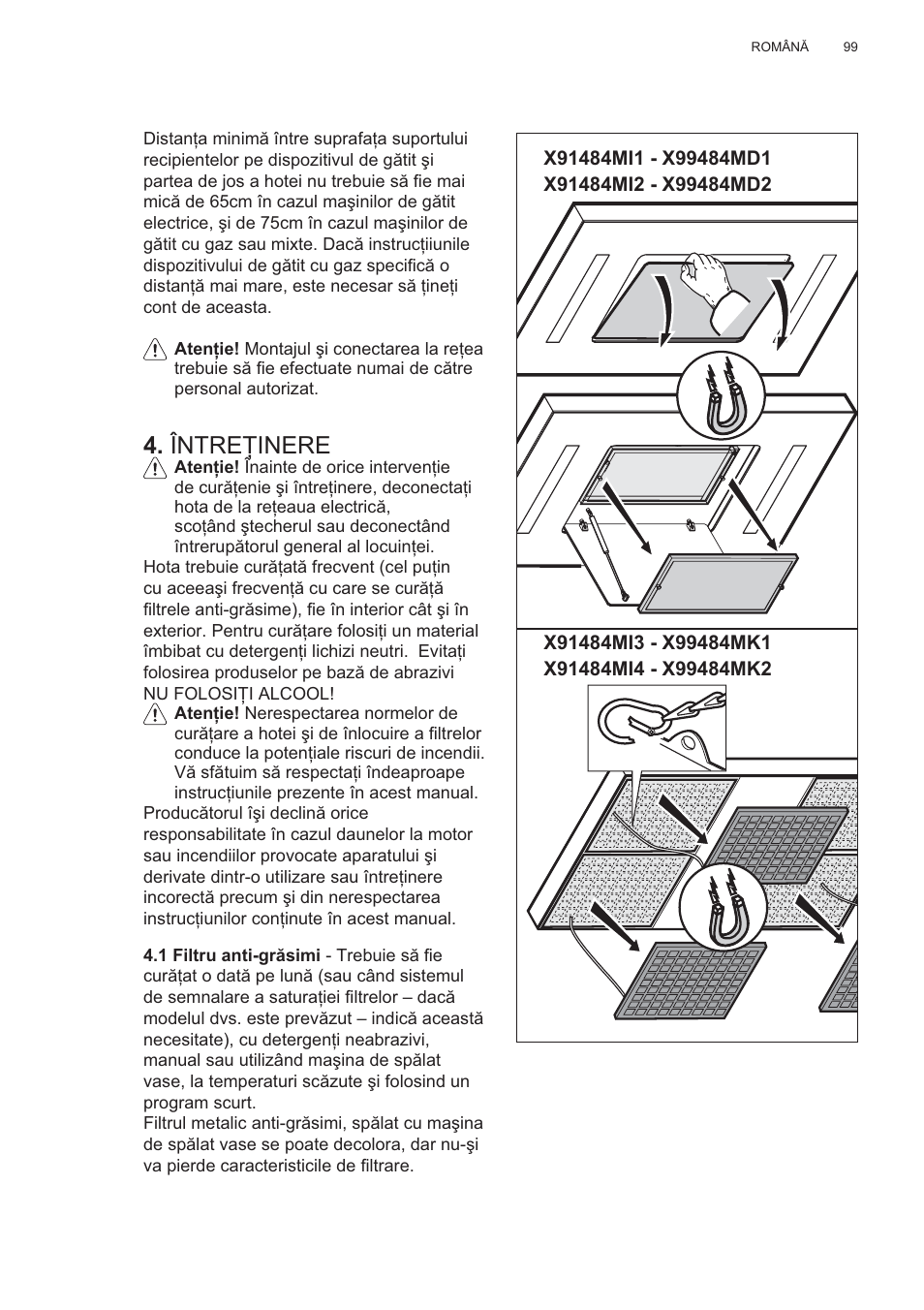 Între ğinere | AEG X99484MD1 User Manual | Page 99 / 160