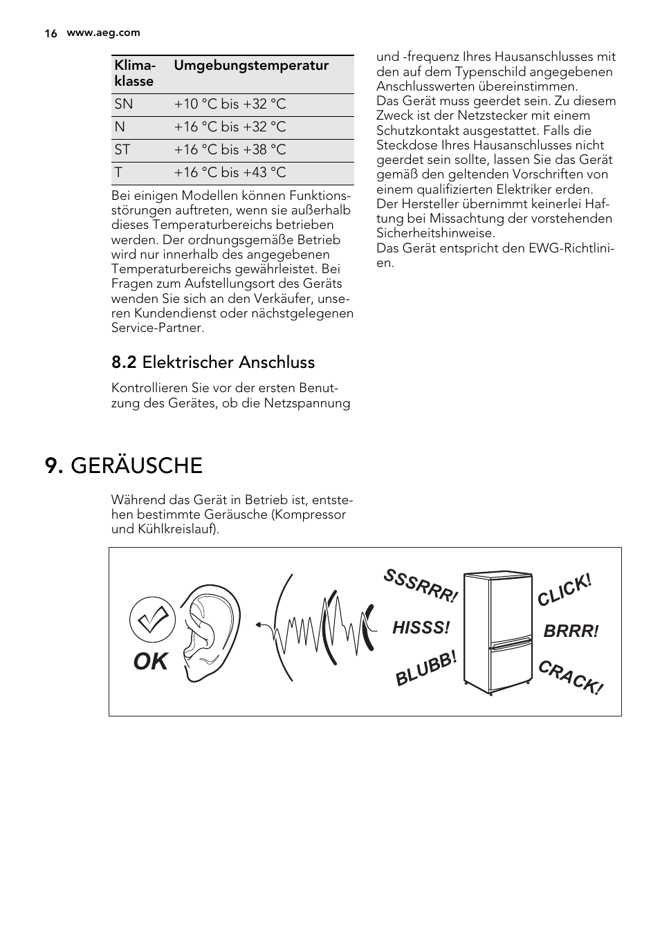 Geräusche | AEG SKS98840F1 User Manual | Page 16 / 72