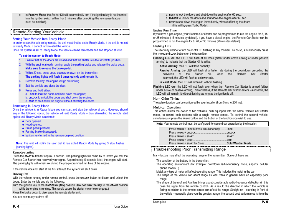 Remote-_sta^rtjng_your vehicle, Troubleshooting poor transmitting range | Autostart AS-1795 User Manual | Page 4 / 6