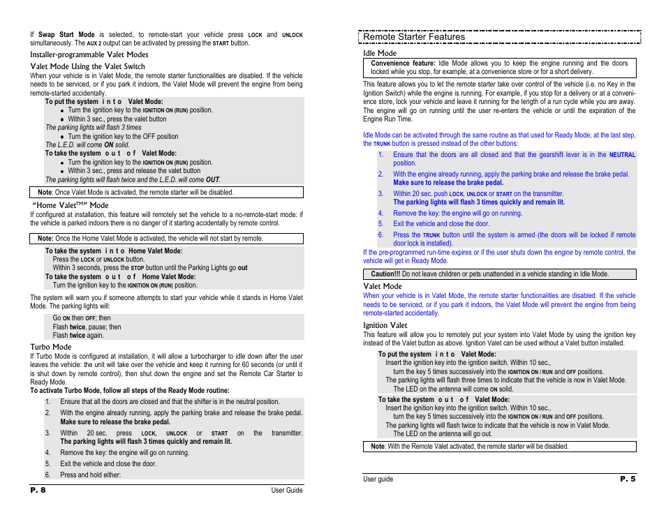 Remote starter features | Autostart AS-1795 User Manual | Page 5 / 6
