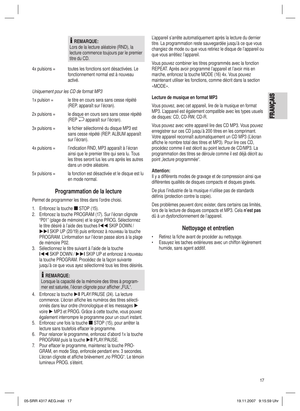 AEG SRR 4317 User Manual | Page 17 / 66