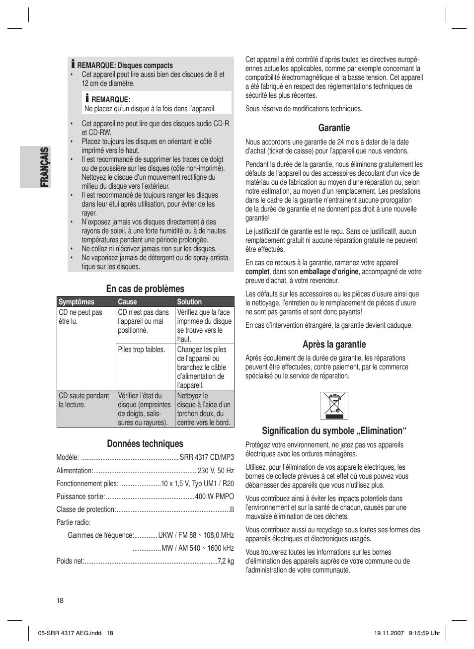 AEG SRR 4317 User Manual | Page 18 / 66