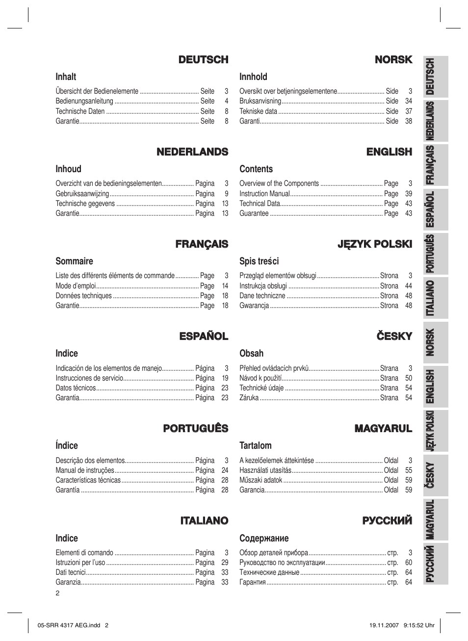 AEG SRR 4317 User Manual | Page 2 / 66