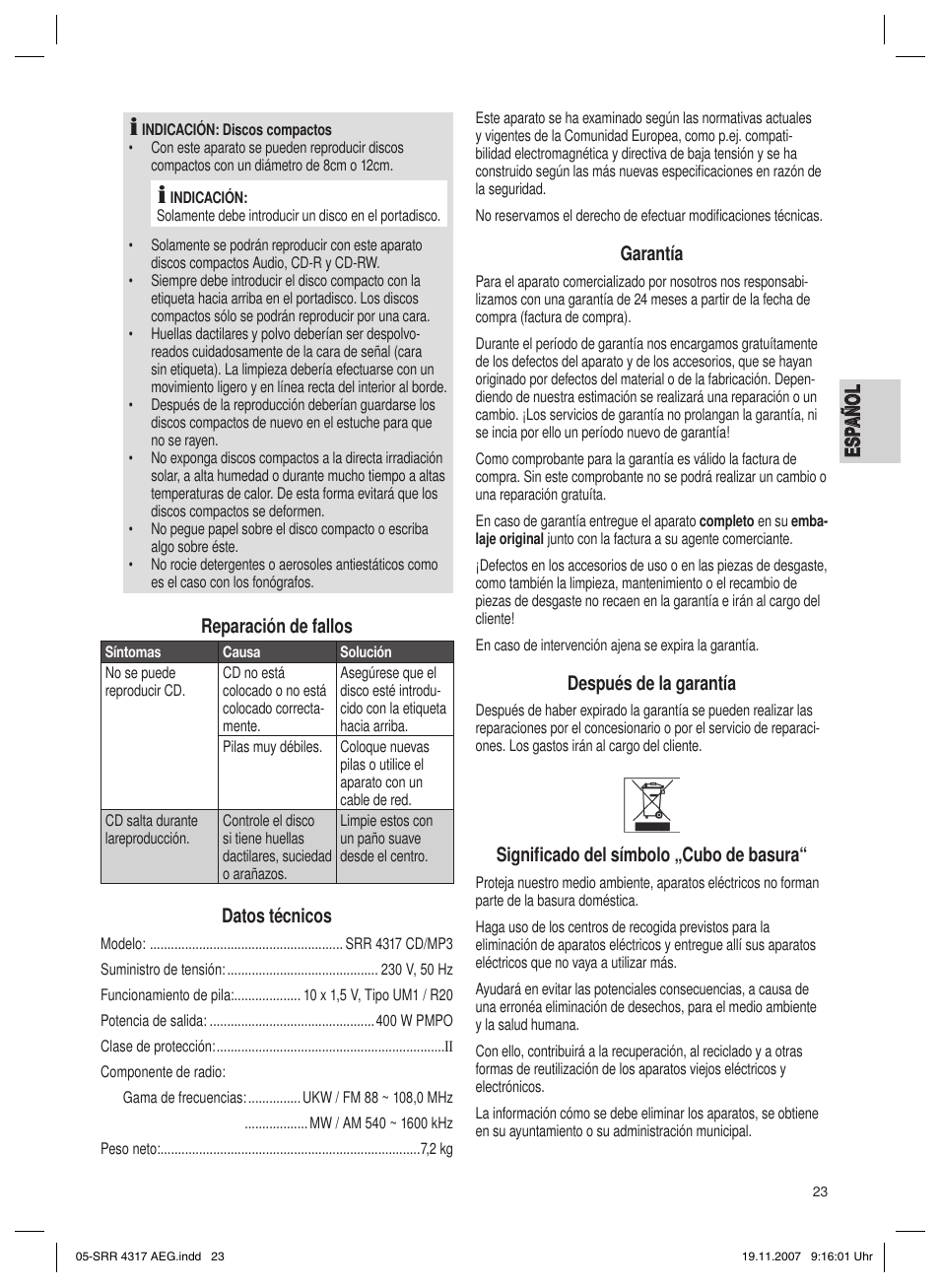 AEG SRR 4317 User Manual | Page 23 / 66