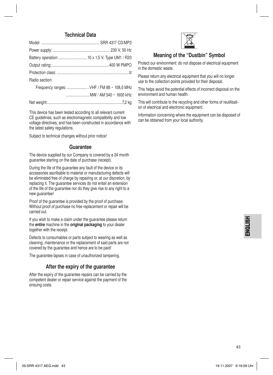 AEG SRR 4317 User Manual | Page 43 / 66