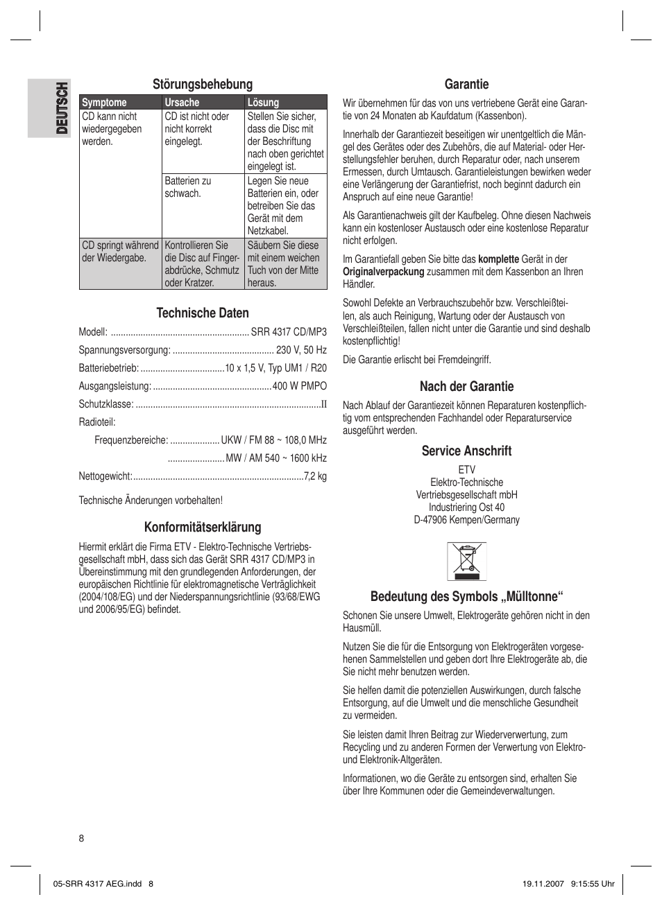 AEG SRR 4317 User Manual | Page 8 / 66