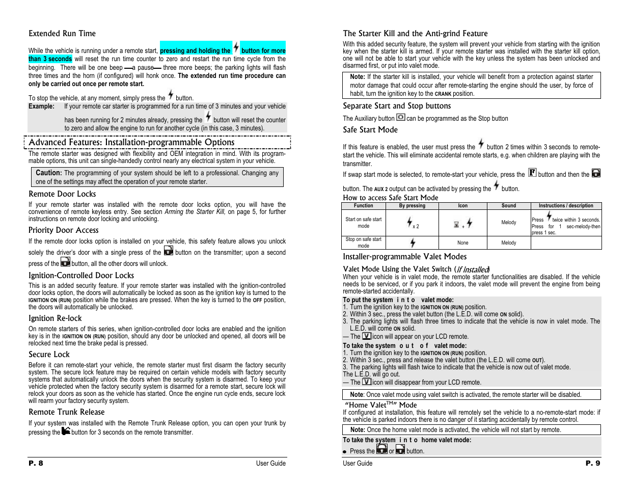 Autostart Two-way 6-Button LCD Automatic Transmission Remote Starter User User Manual | Page 8 / 8