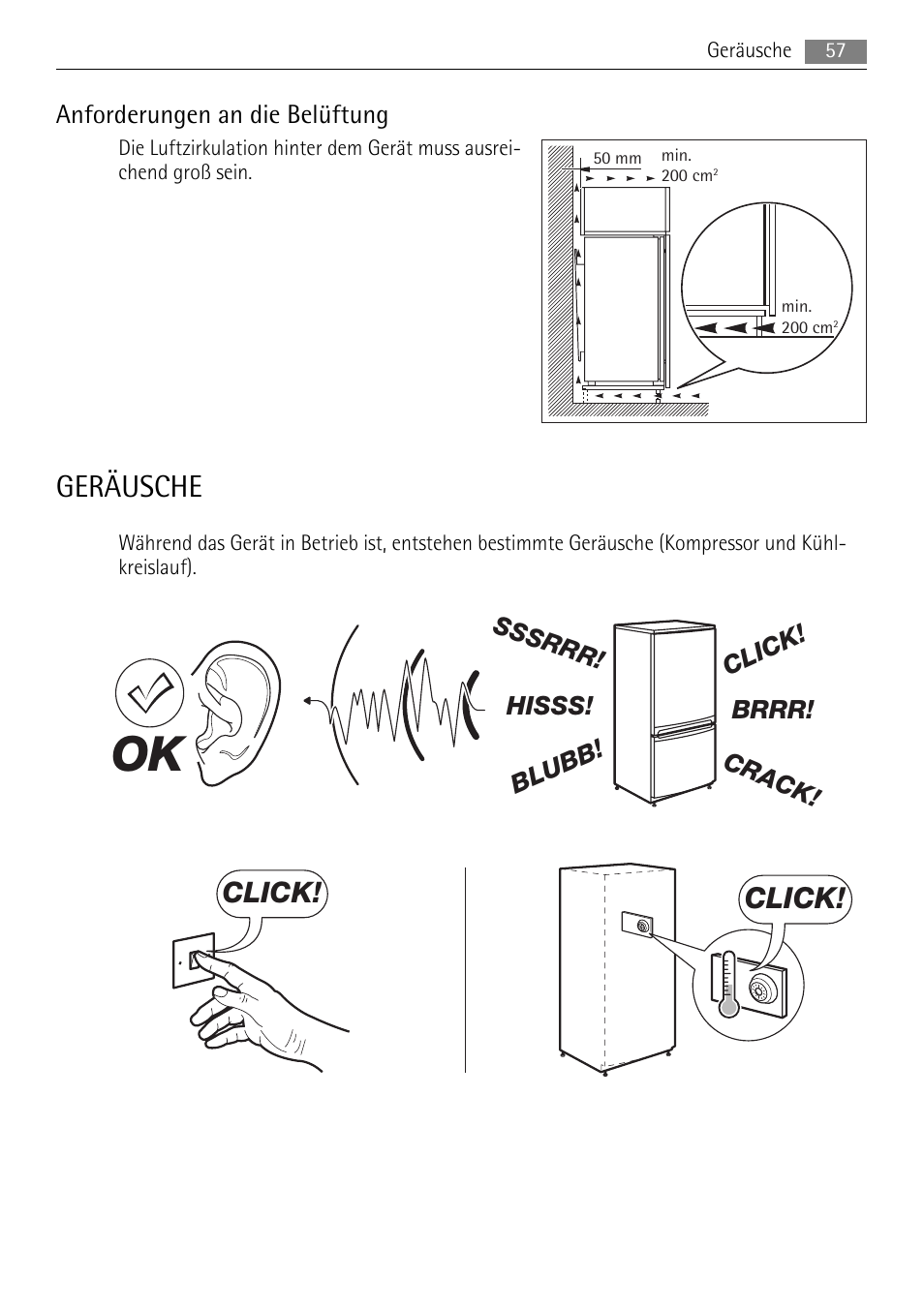 Geräusche, Click | AEG SKS51040S0 User Manual | Page 57 / 76