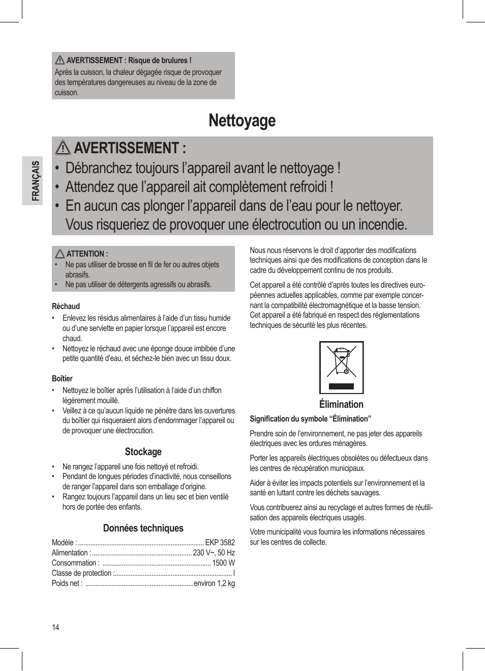 Nettoyage | AEG MC 4461 BT wei User Manual | Page 14 / 48