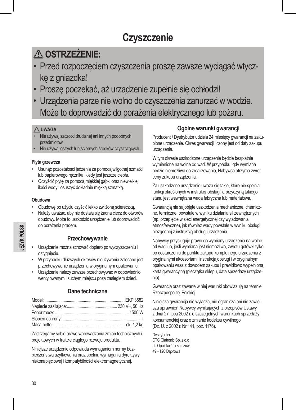 Czyszczenie | AEG MC 4461 BT wei User Manual | Page 30 / 48