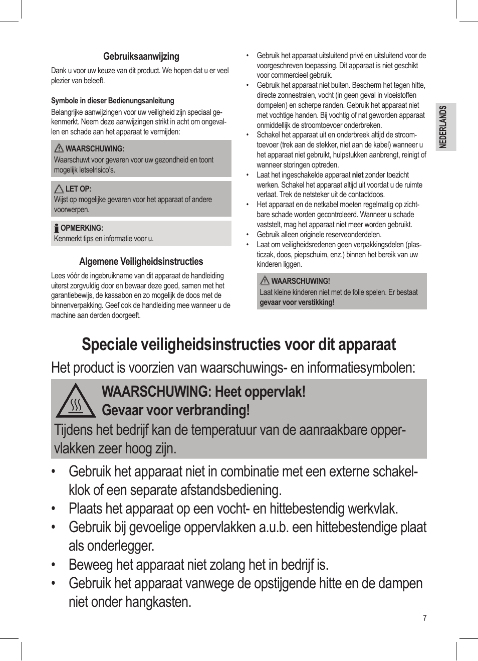 Speciale veiligheidsinstructies voor dit apparaat | AEG MC 4461 BT wei User Manual | Page 7 / 48