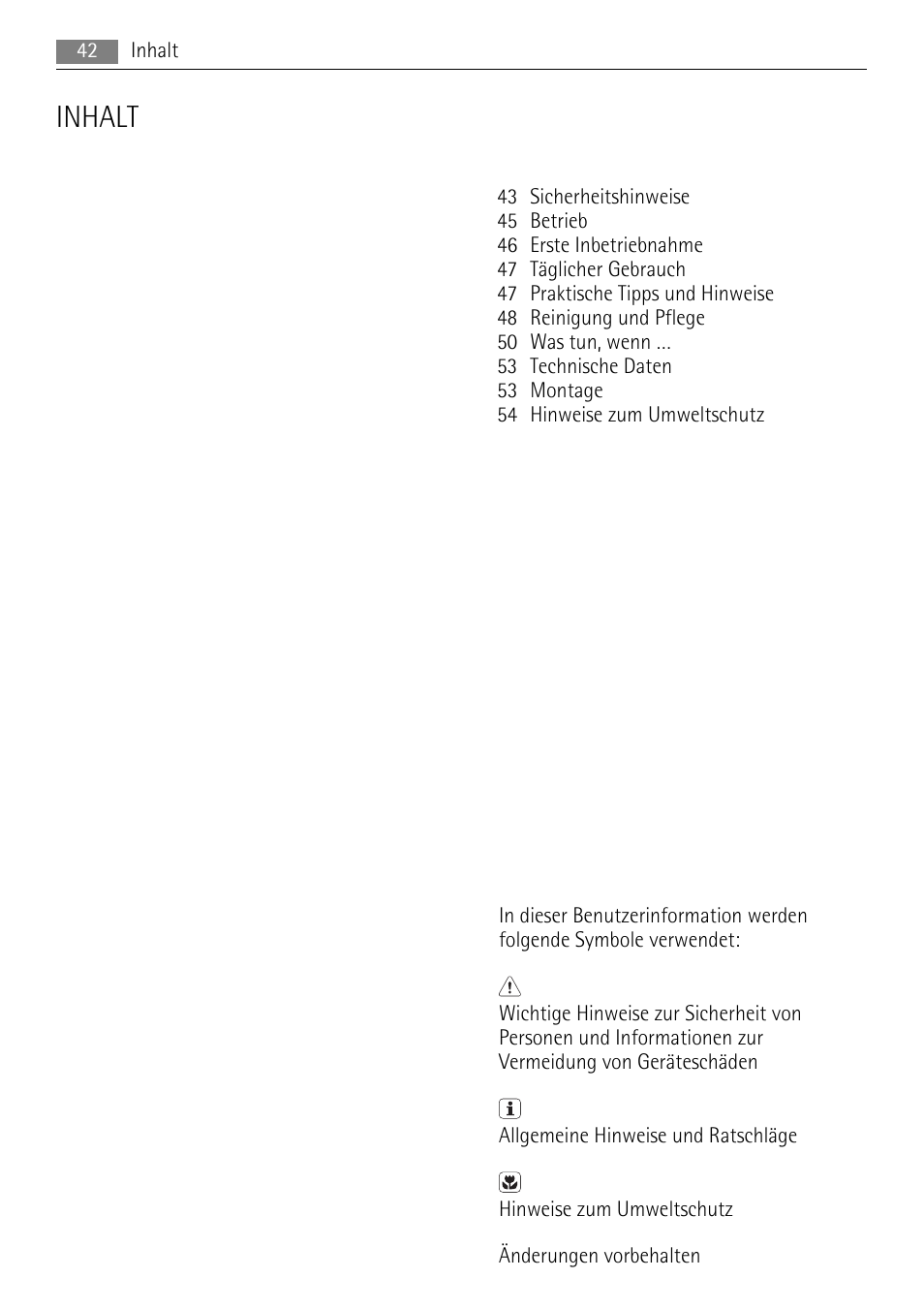 Inhalt | AEG SKS58800S1 User Manual | Page 42 / 68