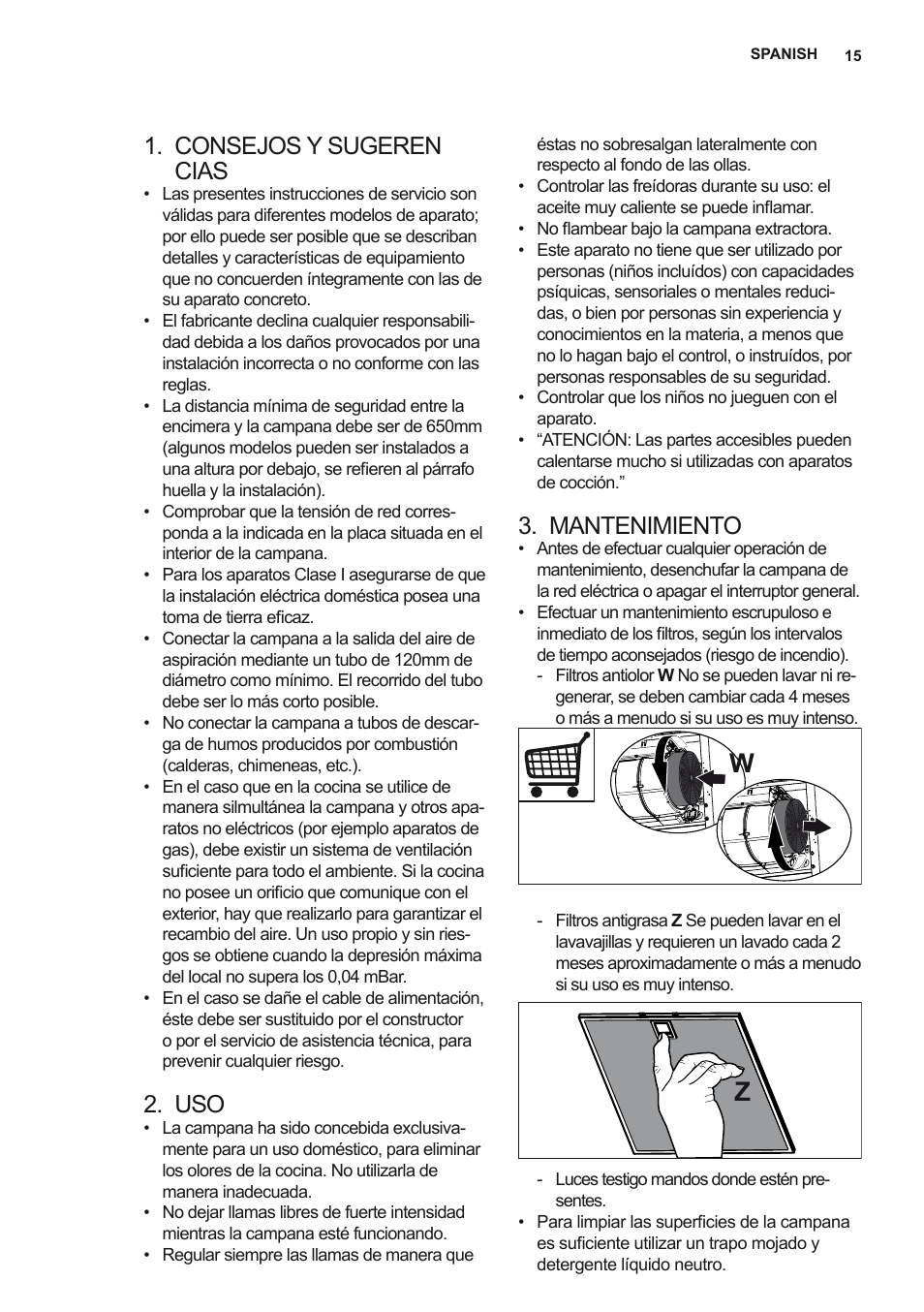 Consejos y sugeren cias, Mantenimiento | AEG X68163WV10 User Manual | Page 15 / 56