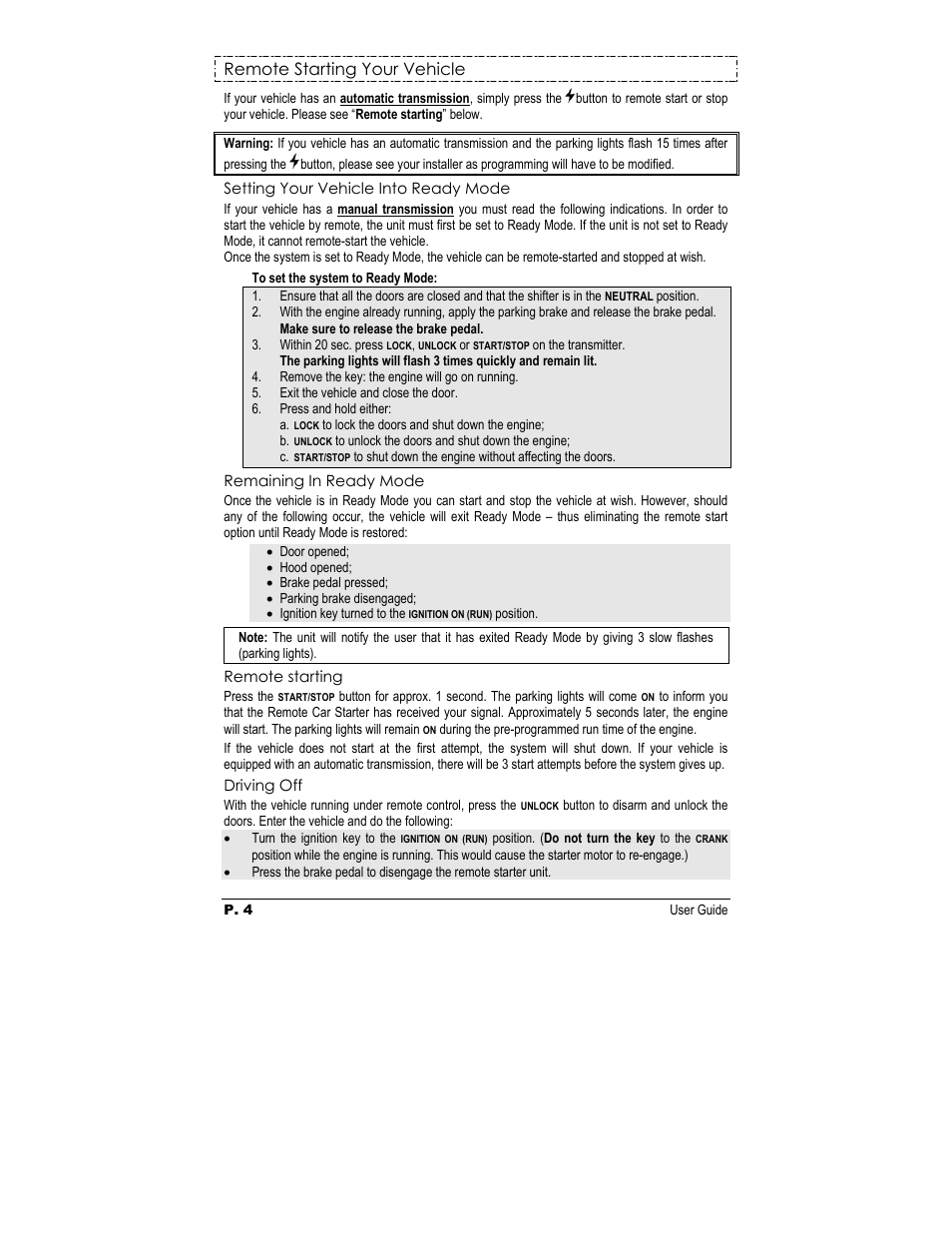 Remote starting your vehicle | Autostart AS-2350vTW-FM User Manual | Page 4 / 16