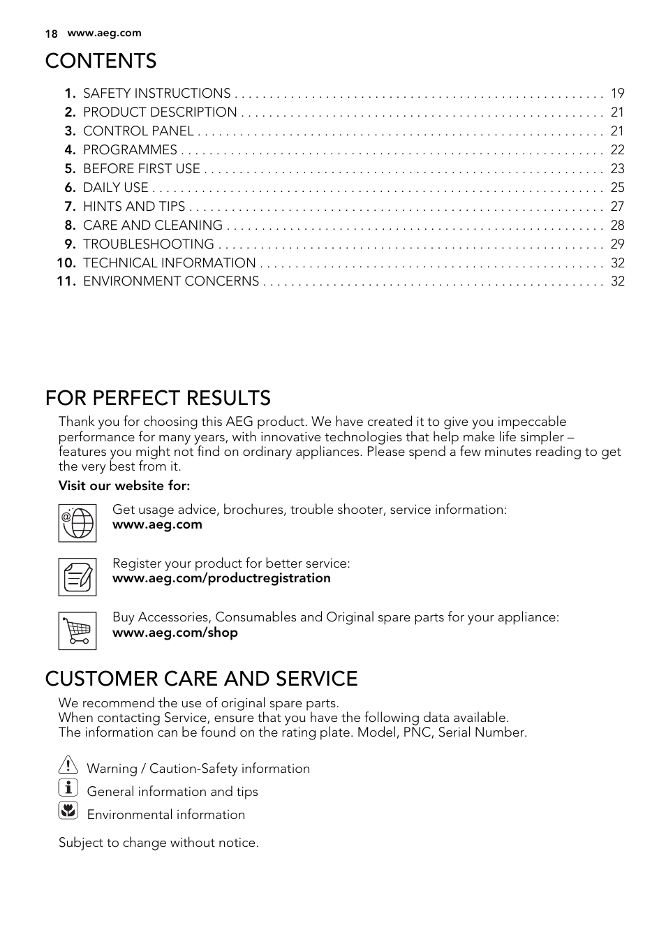 AEG F34500IM0 User Manual | Page 18 / 68