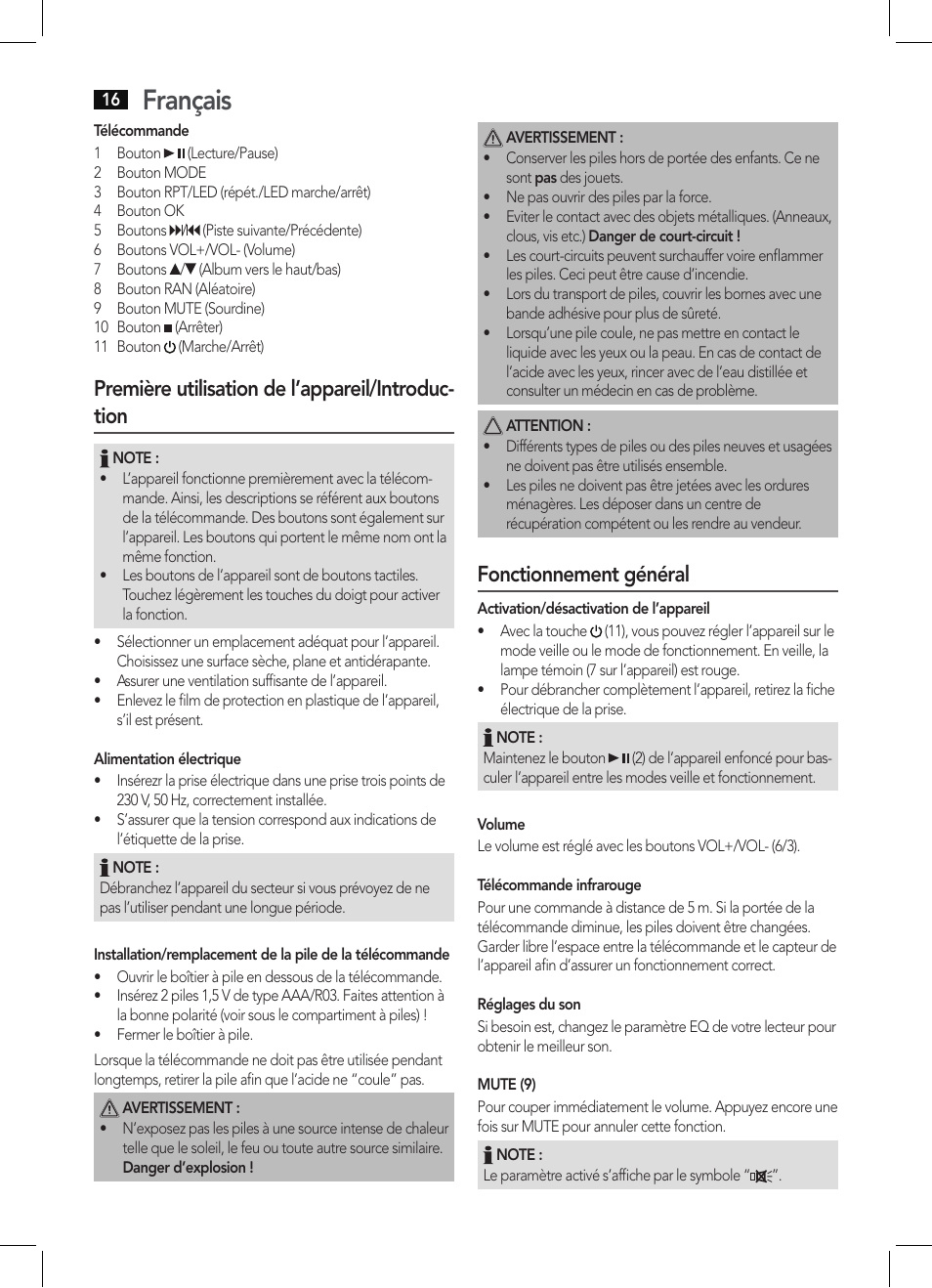 Français, Première utilisation de l’appareil/introduc- tion, Fonctionnement général | AEG BSS 4803 User Manual | Page 16 / 58