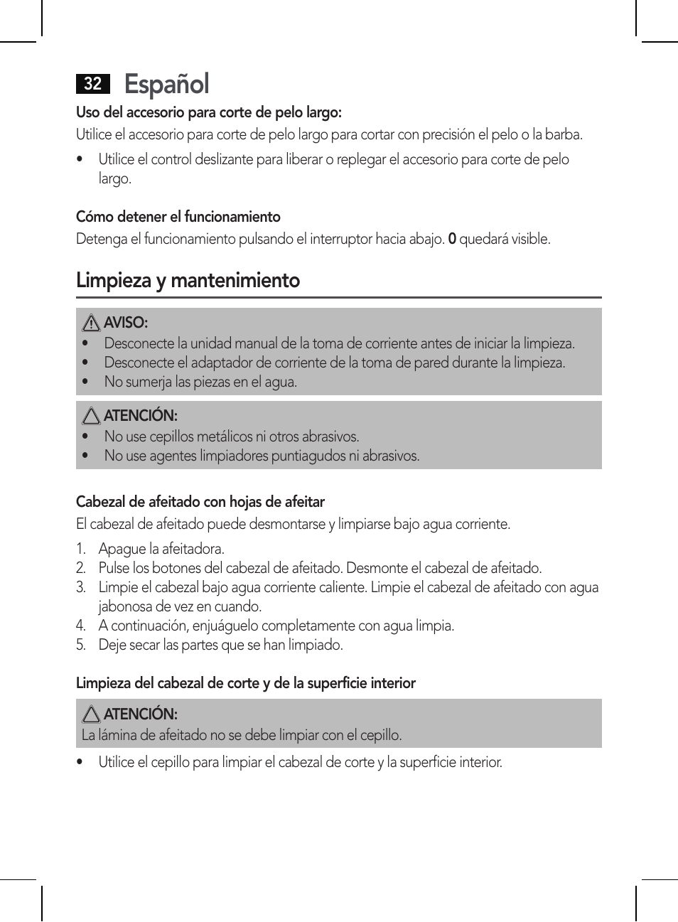 Español, Limpieza y mantenimiento | AEG HR 5625 User Manual | Page 32 / 86