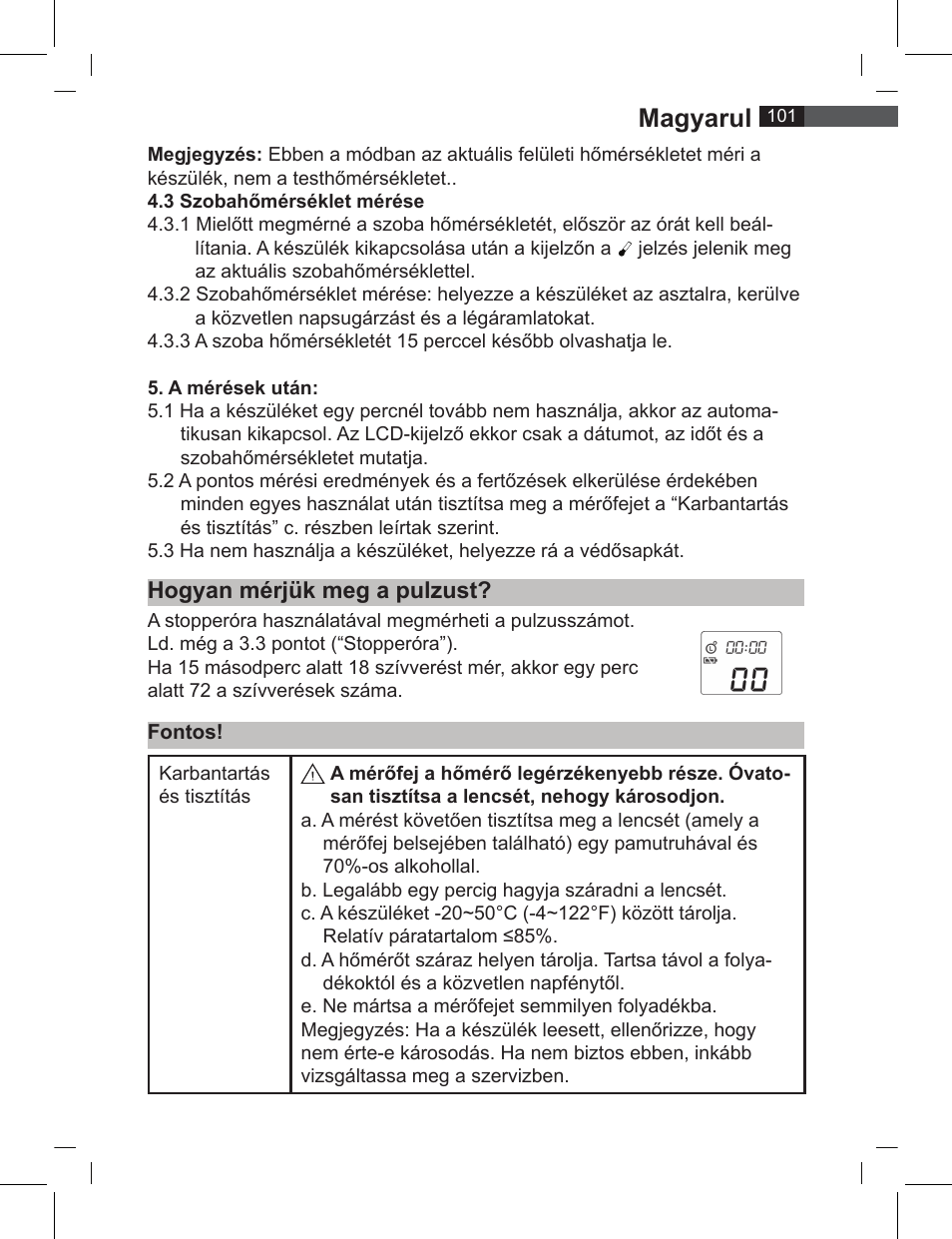 Magyarul, Hogyan mérjük meg a pulzust | AEG FT 4919 User Manual | Page 101 / 114