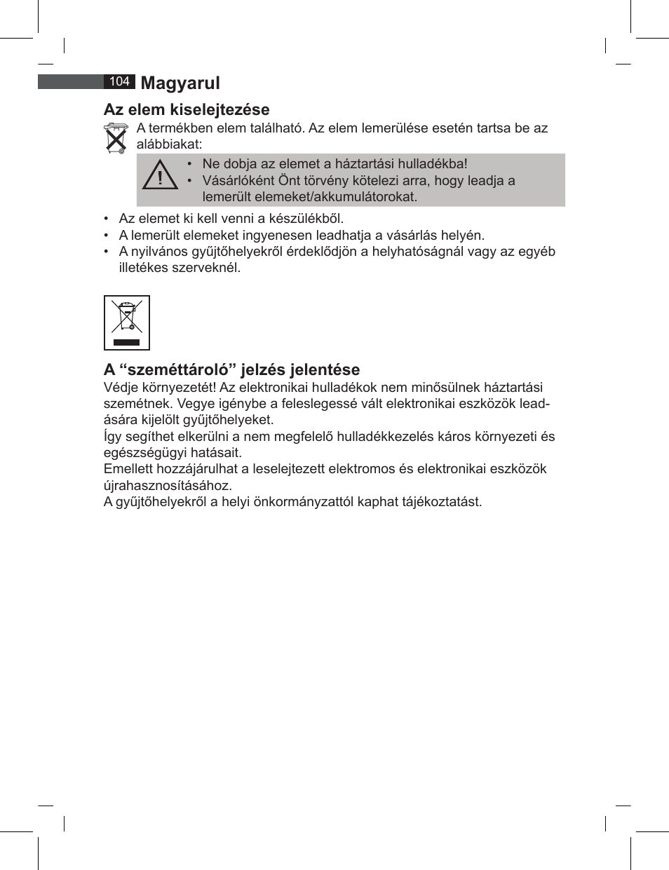 Magyarul | AEG FT 4919 User Manual | Page 104 / 114