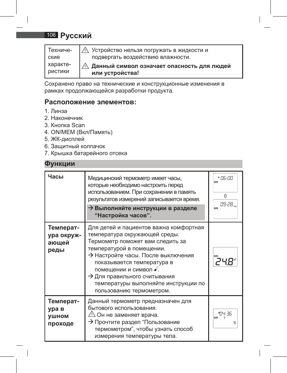 Русский, Расположение элементов, Функции | AEG FT 4919 User Manual | Page 106 / 114