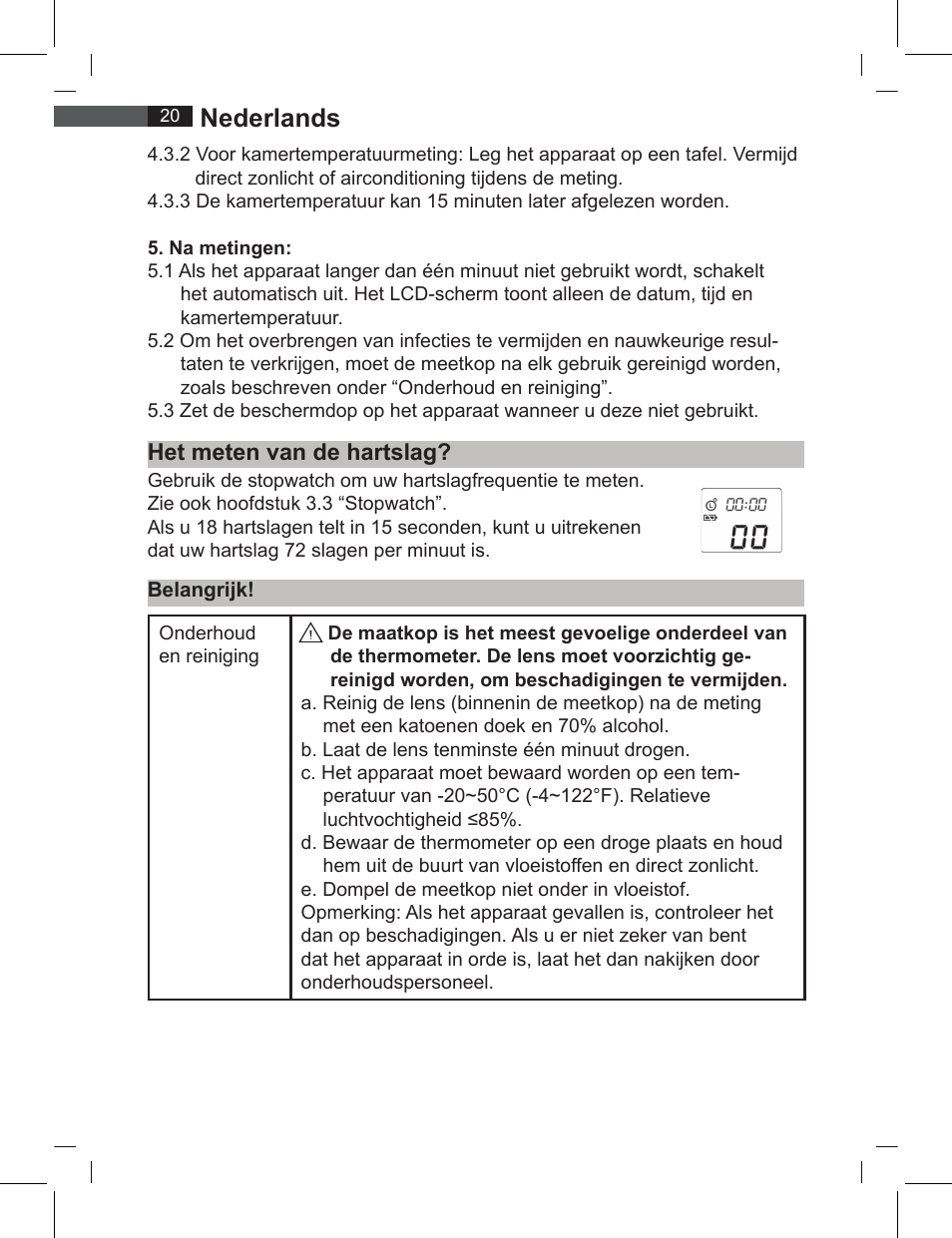 Nederlands, Het meten van de hartslag | AEG FT 4919 User Manual | Page 20 / 114