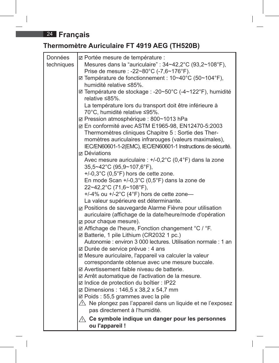 Français | AEG FT 4919 User Manual | Page 24 / 114