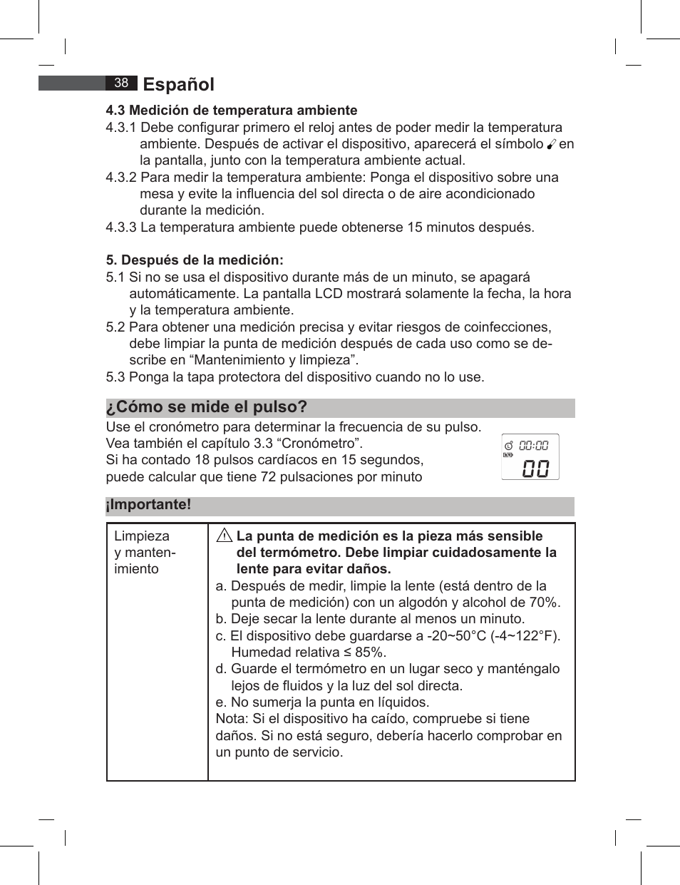 Español, Cómo se mide el pulso | AEG FT 4919 User Manual | Page 38 / 114