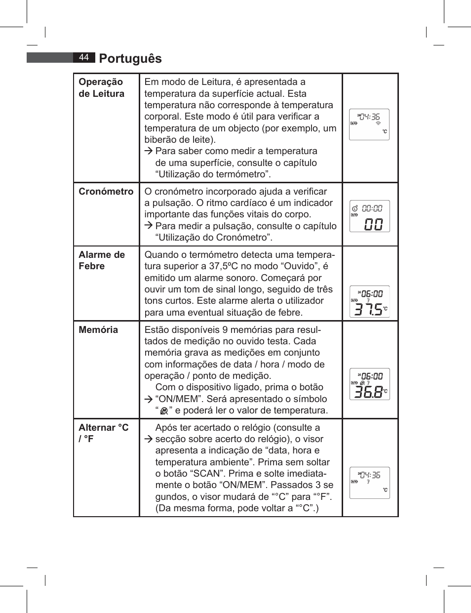 Português | AEG FT 4919 User Manual | Page 44 / 114