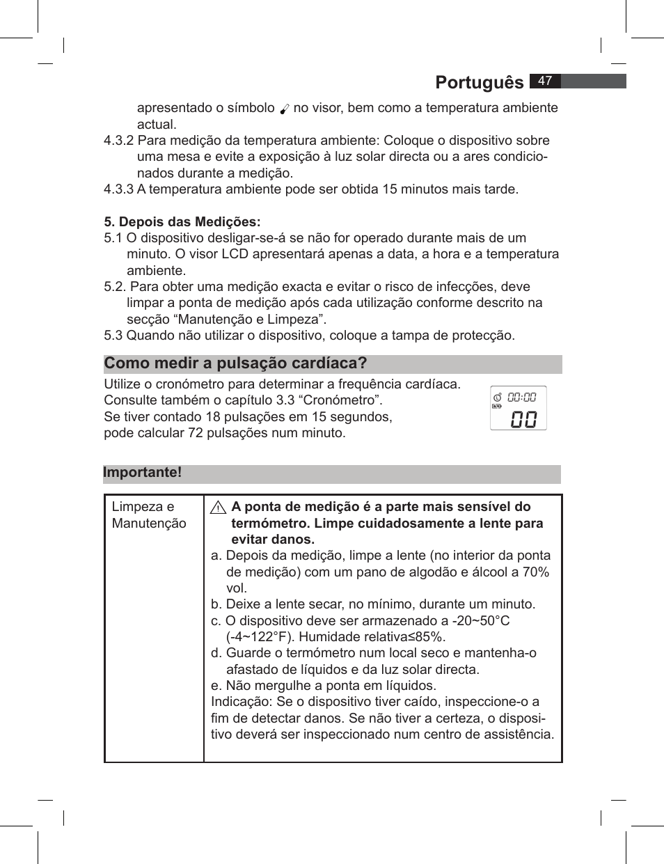 Português, Como medir a pulsação cardíaca | AEG FT 4919 User Manual | Page 47 / 114