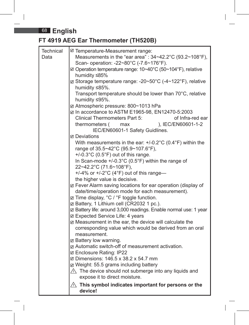 English | AEG FT 4919 User Manual | Page 68 / 114