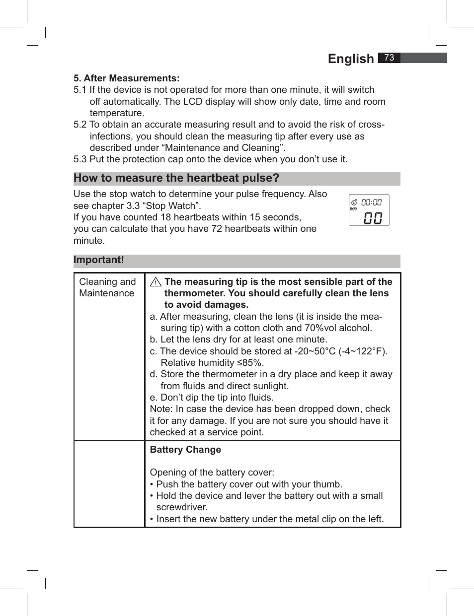 English, How to measure the heartbeat pulse | AEG FT 4919 User Manual | Page 73 / 114