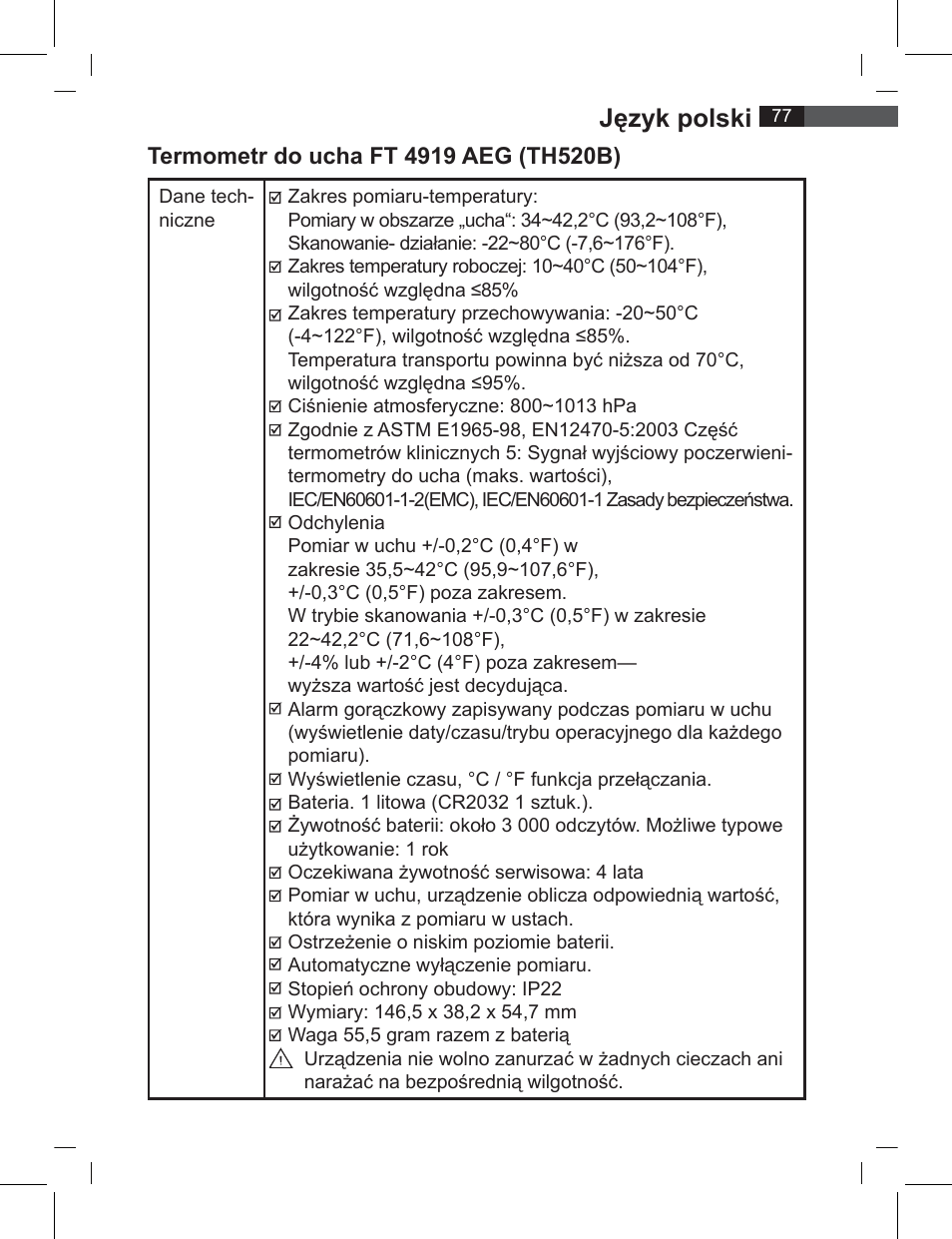 Język polski | AEG FT 4919 User Manual | Page 77 / 114