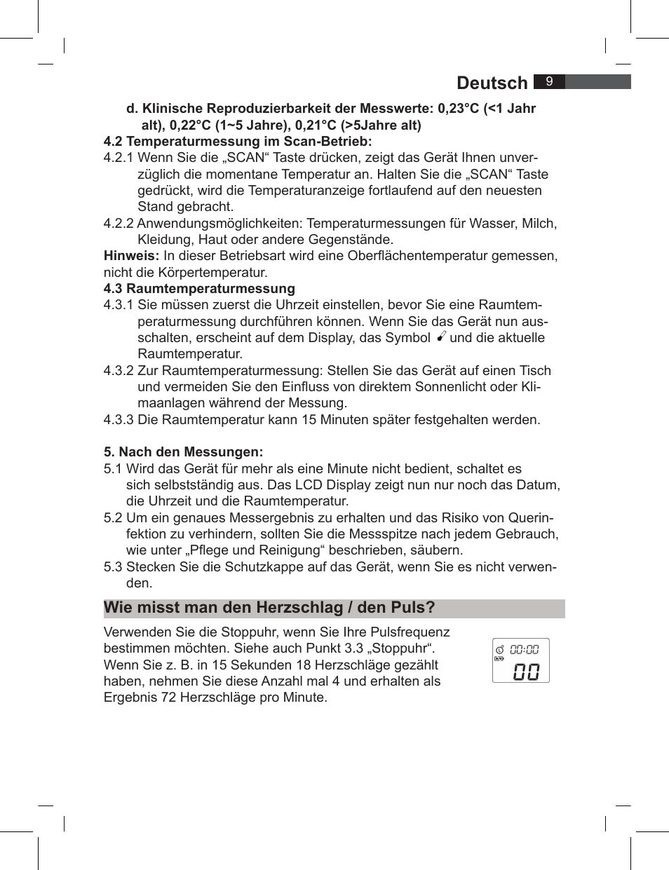 Deutsch, Wie misst man den herzschlag / den puls | AEG FT 4919 User Manual | Page 9 / 114