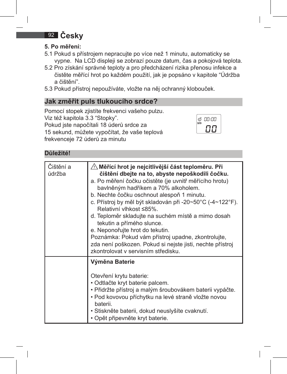 Česky, Jak změřit puls tlukoucího srdce | AEG FT 4919 User Manual | Page 92 / 114