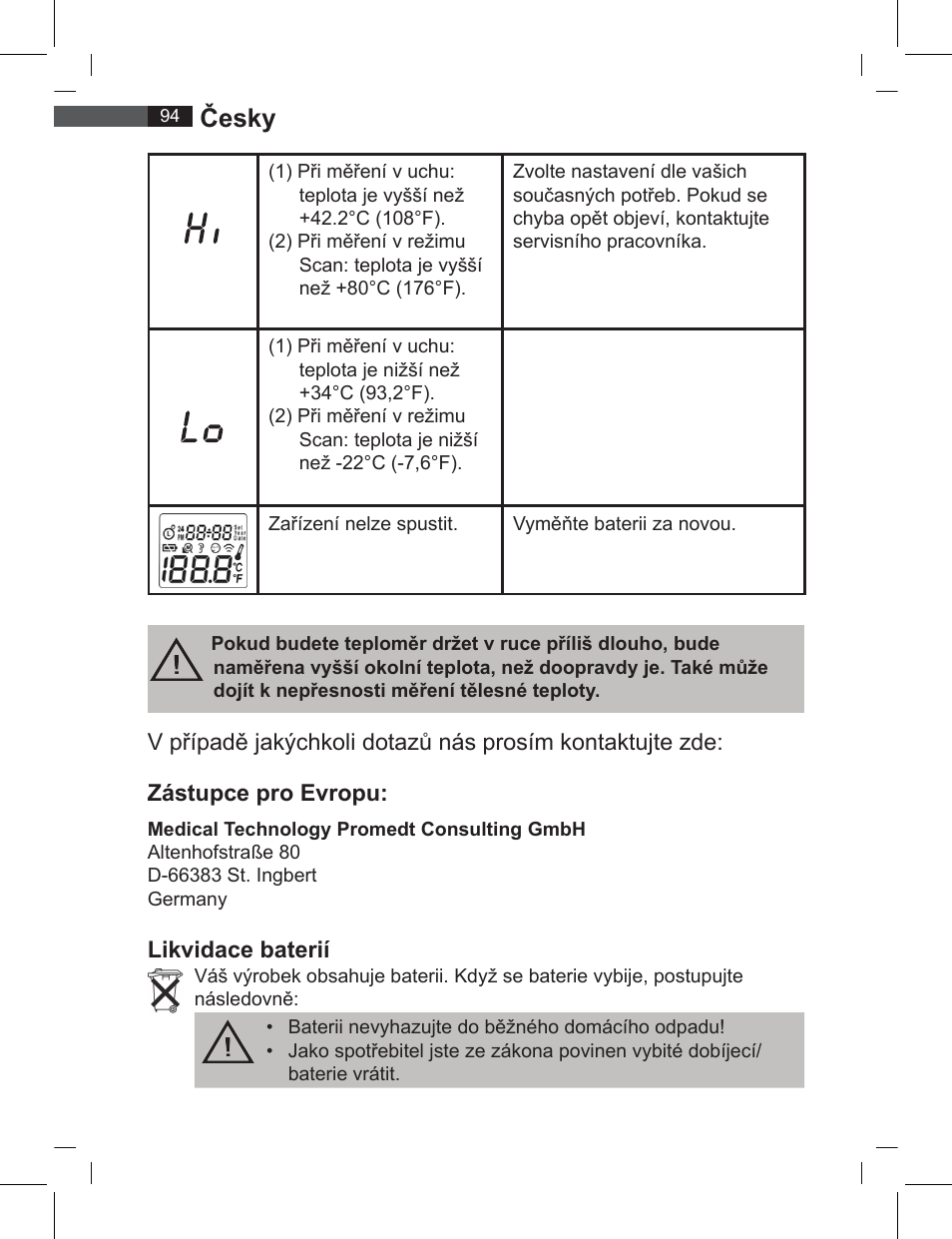 Česky, Likvidace baterií | AEG FT 4919 User Manual | Page 94 / 114