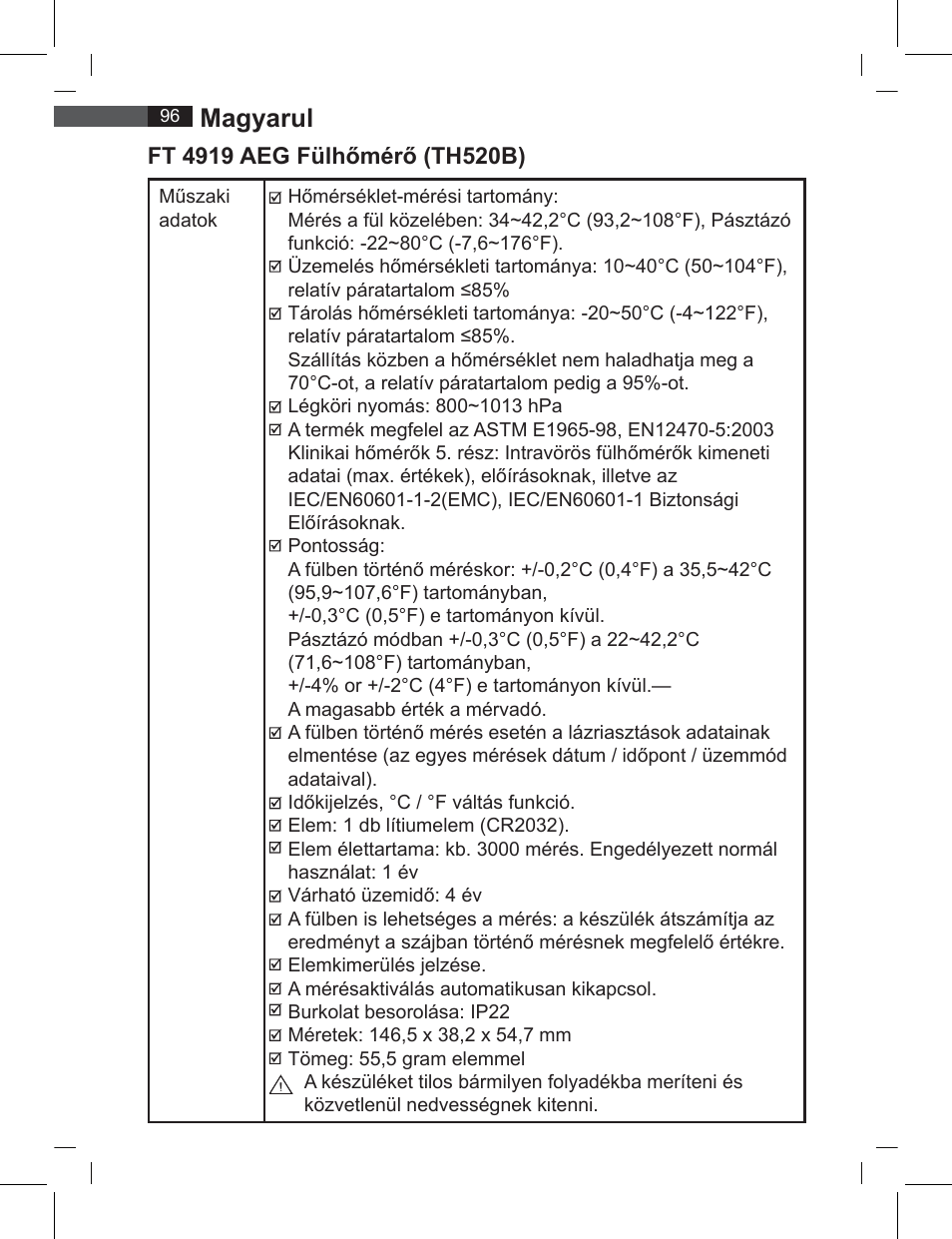 Magyarul | AEG FT 4919 User Manual | Page 96 / 114