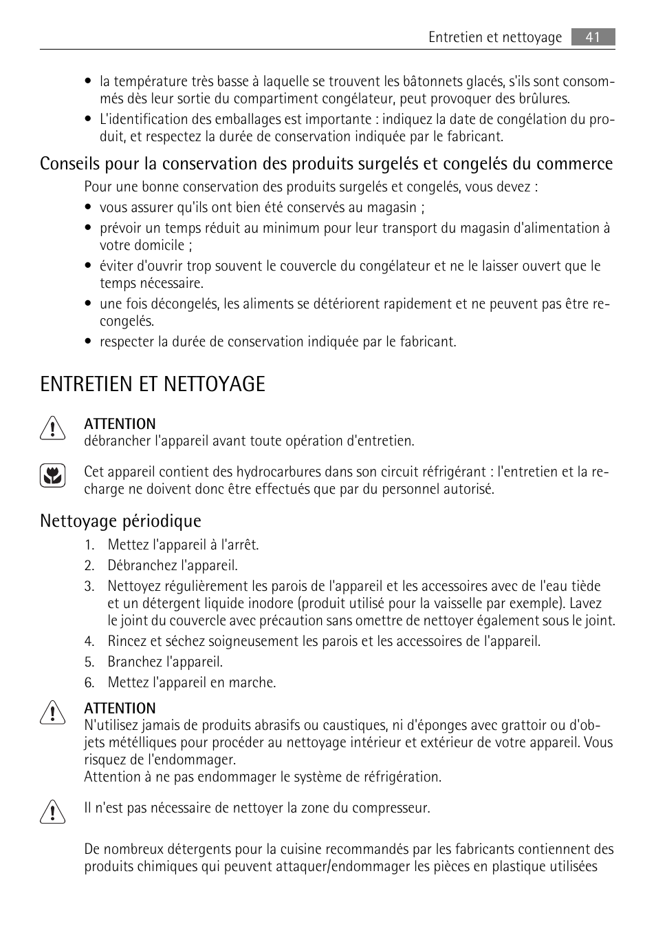 Entretien et nettoyage, Nettoyage périodique | AEG A93100GNW0 User Manual | Page 41 / 64