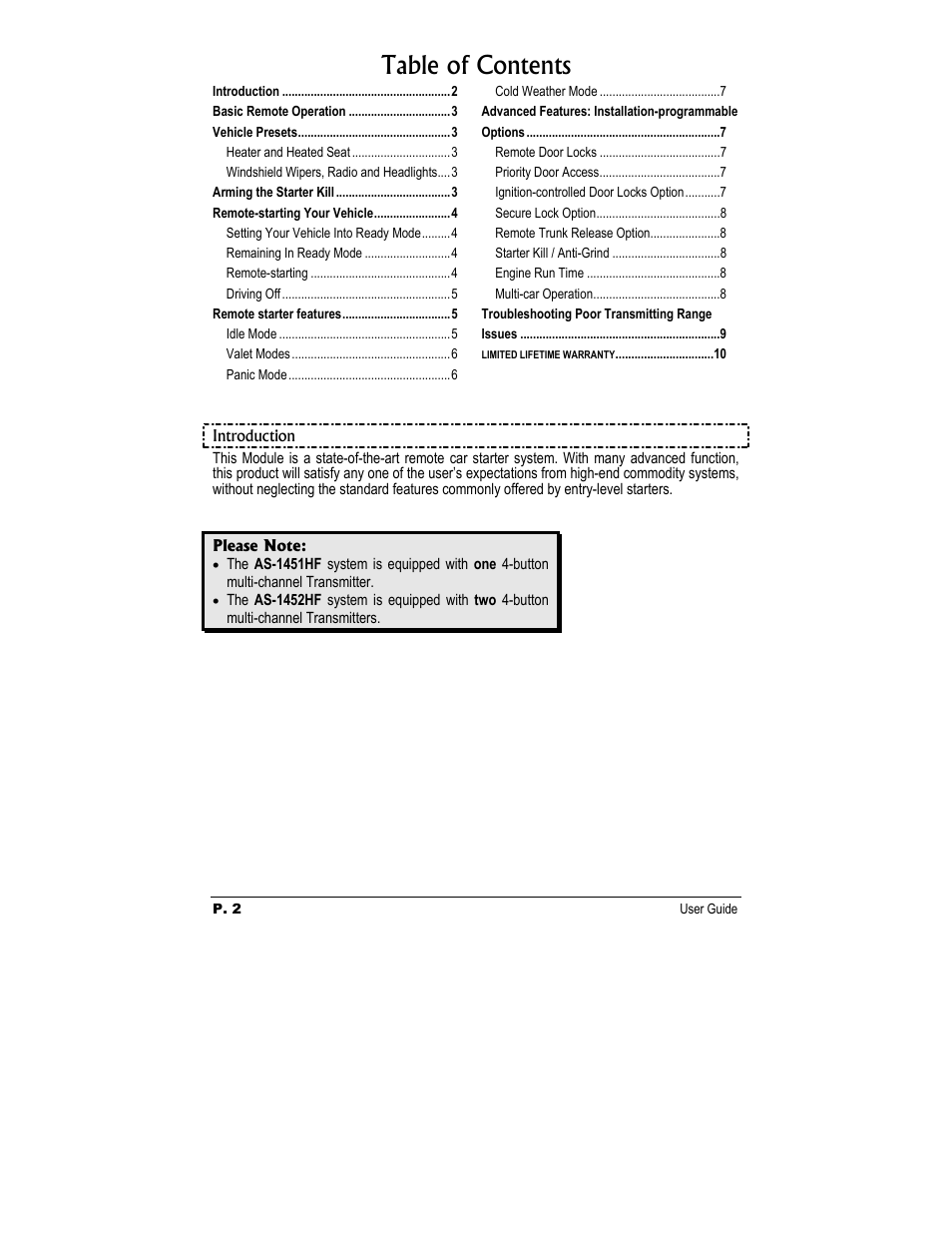 Autostart AS-1452 HF User Manual | Page 2 / 10