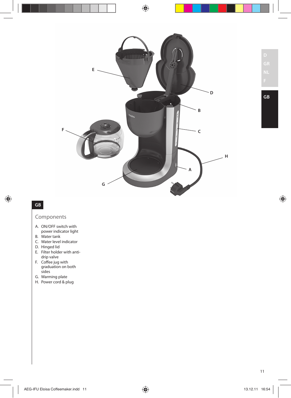 Components | AEG EWA3110 User Manual | Page 11 / 24
