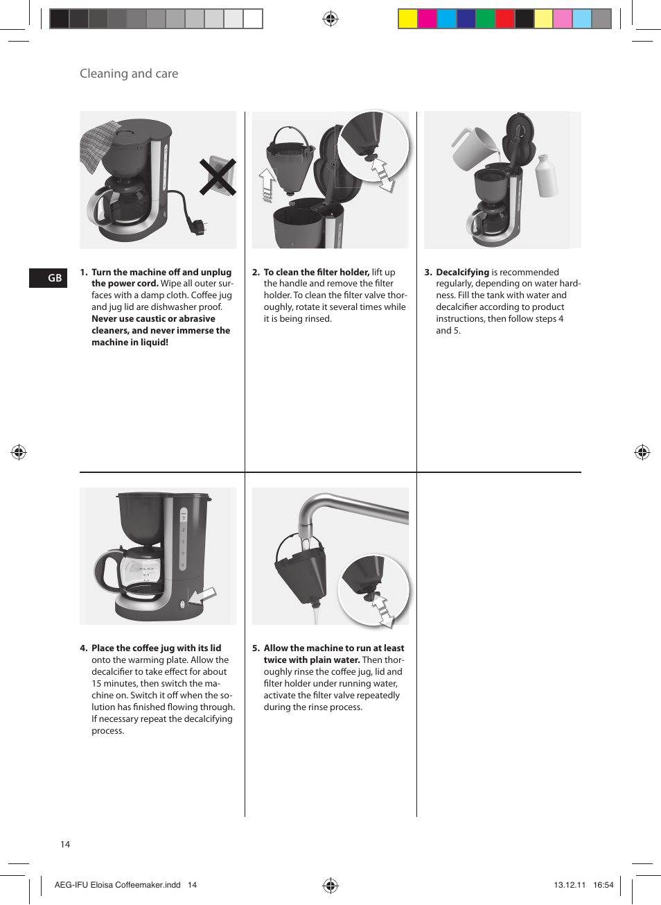Cleaning and care | AEG EWA3110 User Manual | Page 14 / 24