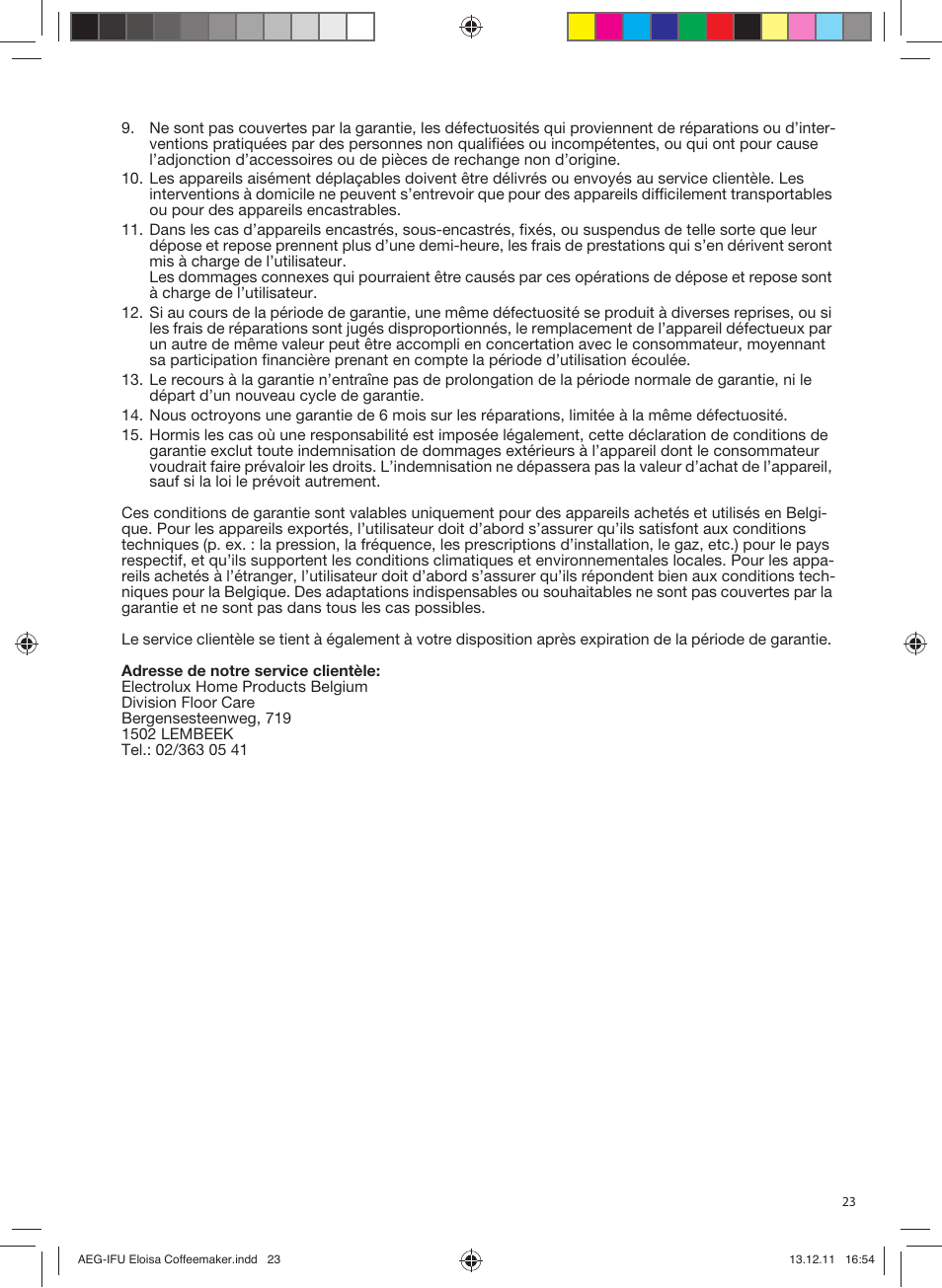 AEG EWA3110 User Manual | Page 23 / 24