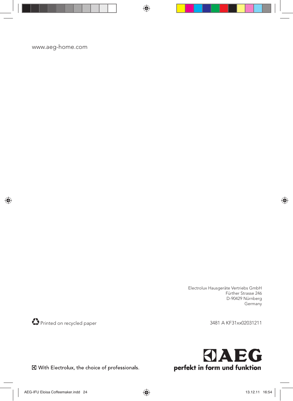 AEG EWA3110 User Manual | Page 24 / 24