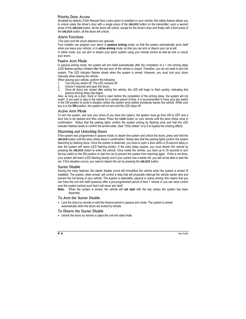 Autostart Keyless Entry And Alarm System ASL-500 User Manual | Page 6 / 8